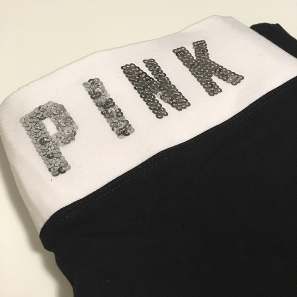 🆕VICTORIA’S SECRET PINK - BLACK BLING YOGA PANTS - S - NWT - Picture 4 of 12